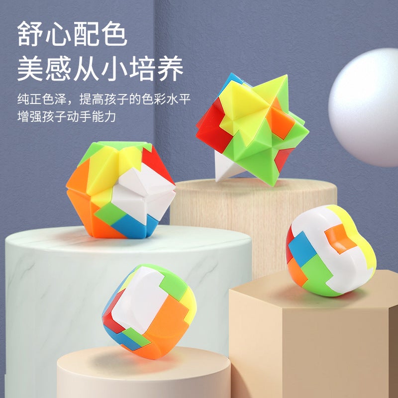 Luban Lock Kidsren'S Toys Unlock Ring Ornaments Kongming Lock Educational Building Blocks Assembled Intelligence Development Keychain Decompression - Image 3